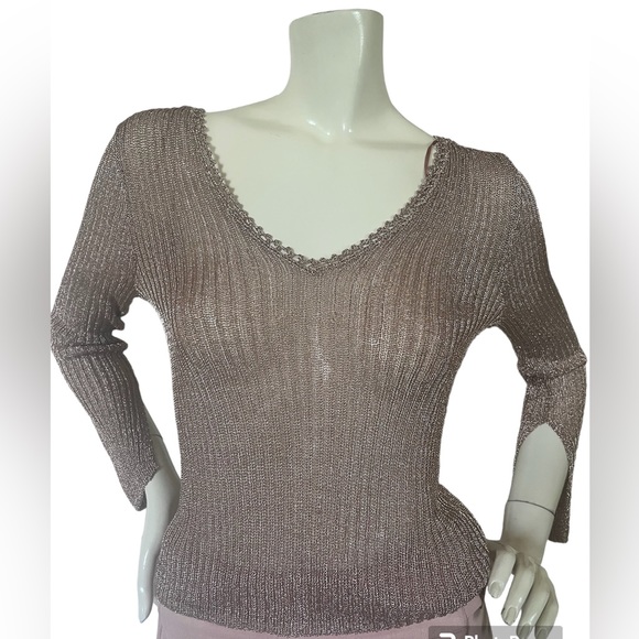 Topshop Metallic Rose Gold Top - Picture 1 of 9